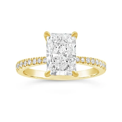 New Brilliance Lab Grown 2.75CTW Radiant Diamond Ring in 14K Yellow Gold