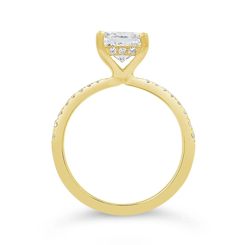 New Brilliance Lab Grown 2.75CTW Radiant Diamond Ring in 14K Yellow Gold