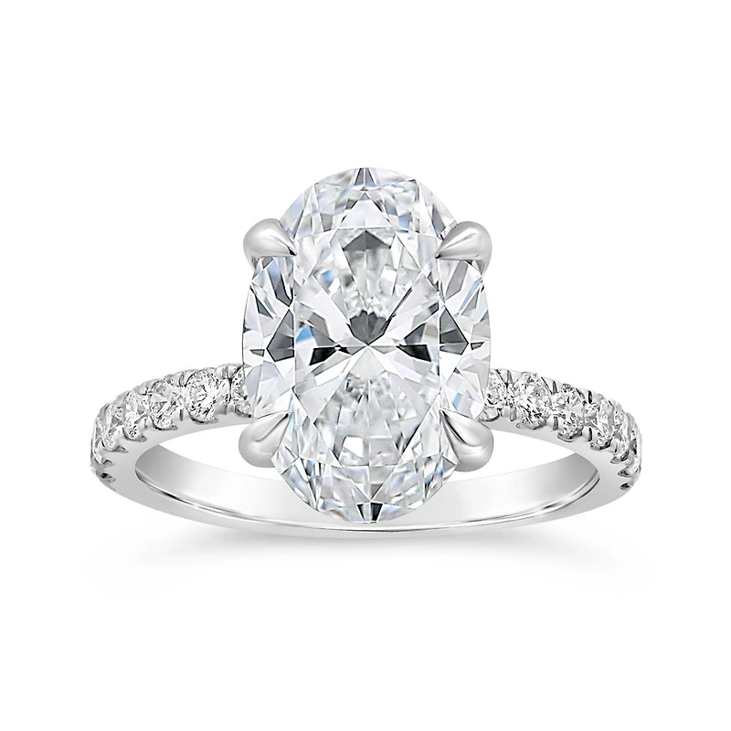 New Brilliance Lab Grown 4.50CTW Oval Diamond Bridal Ring in 14K White Gold