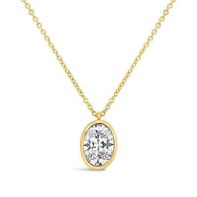 New Brilliance Lab Grown 1.00CT Oval Shaped Diamond Pendant in 10K Yellow Gold