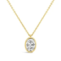New Brilliance Lab Grown 1.00CT Oval Shaped Diamond Pendant in 10K Yellow Gold