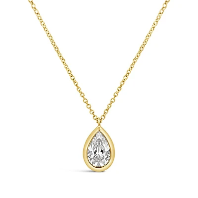 New Brilliance Lab Grown 1.00CT Pear Shaped Diamond Pendant in 10K Yellow Gold