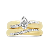 0.20CTW Diamond Marquise Shaped Bridal Set in 10K Yellow Gold