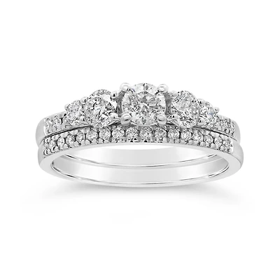 1.00Ctw Diamond Bridal Set In 10K White Gold