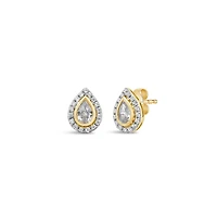 New Brilliance Lab Grown 0.70CTW Pear Diamond Stud Earrings in 10K Yellow Gold