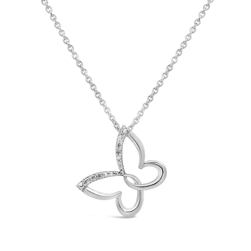 Diamond Addiction Butterfly Pendant in Sterling Silver