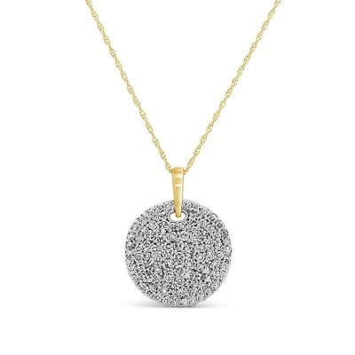 New Brilliance Lab Grown 1.00CTW Diamond Disc Pendant in 10K Yellow Gold