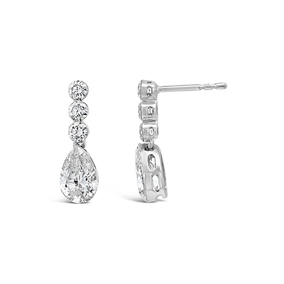 New Brilliance Lab Grown 2.60CTW Diamond Dangle Earrings in 10K White Gold