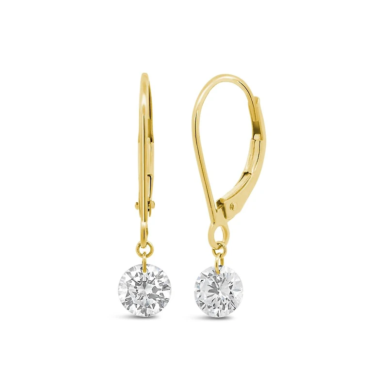 Pierced by Light Lab Grown 1.00CTW Diamond Dangle Earrings in 10K Yellow Gold