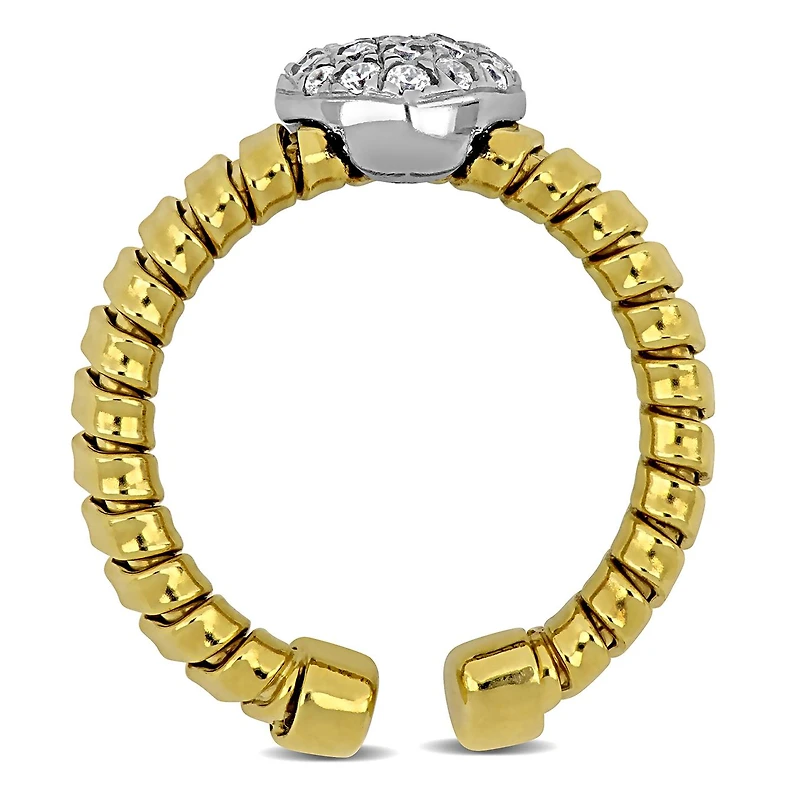 Julianna B Yellow Plated Sterling Silver Cubic Zirconia Stretch Ring