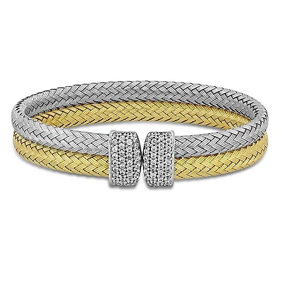 Julianna B Yellow Plated Sterling Silver Cubic Zirconia Double Row Bracelet
