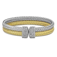 Julianna B Yellow Plated Sterling Silver Cubic Zirconia Double Row Bracelet