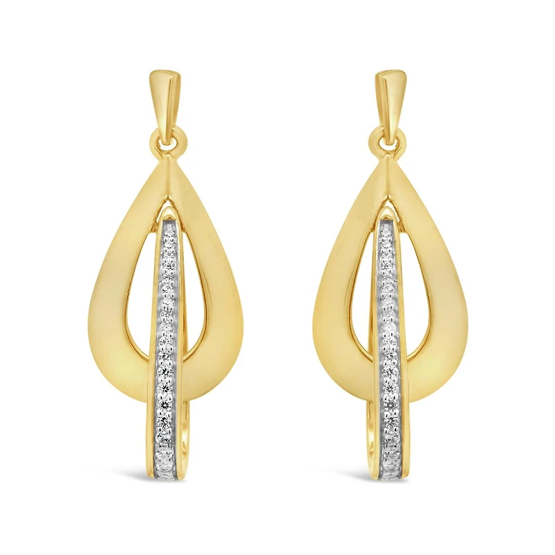 Lab Grown 0.23CTW Diamond Dangle Earrings in 18K Yellow Gold Vermeil
