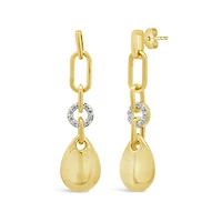 Diamond Paperclip Earrings in 18K Yellow Gold Vermeil