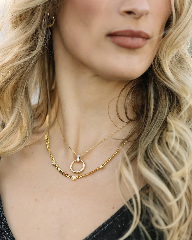 Lab Grown Diamond Circle Pendant in 18K Yellow Gold Vermeil