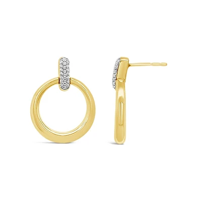 Lab Grown 0.12CTW Diamond Fashion Stud Earrings in 18K Yellow Gold Vermeil