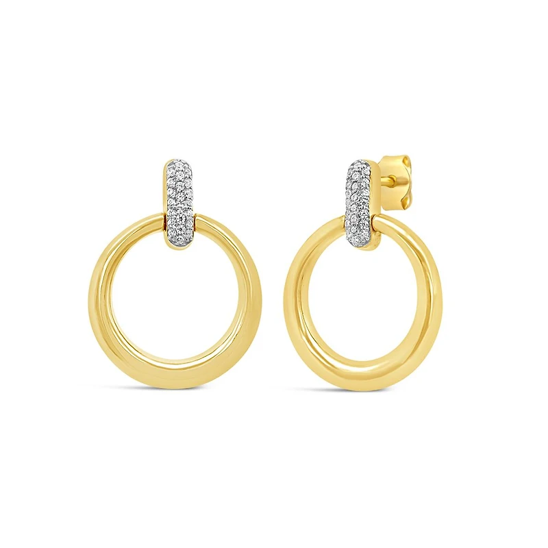 Lab Grown 0.12CTW Diamond Fashion Stud Earrings in 18K Yellow Gold Vermeil