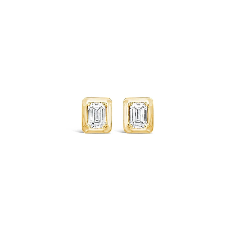 New Brilliance Lab Grown 0.46CTW Emerald Diamond Earrings in 10K Yellow Gold