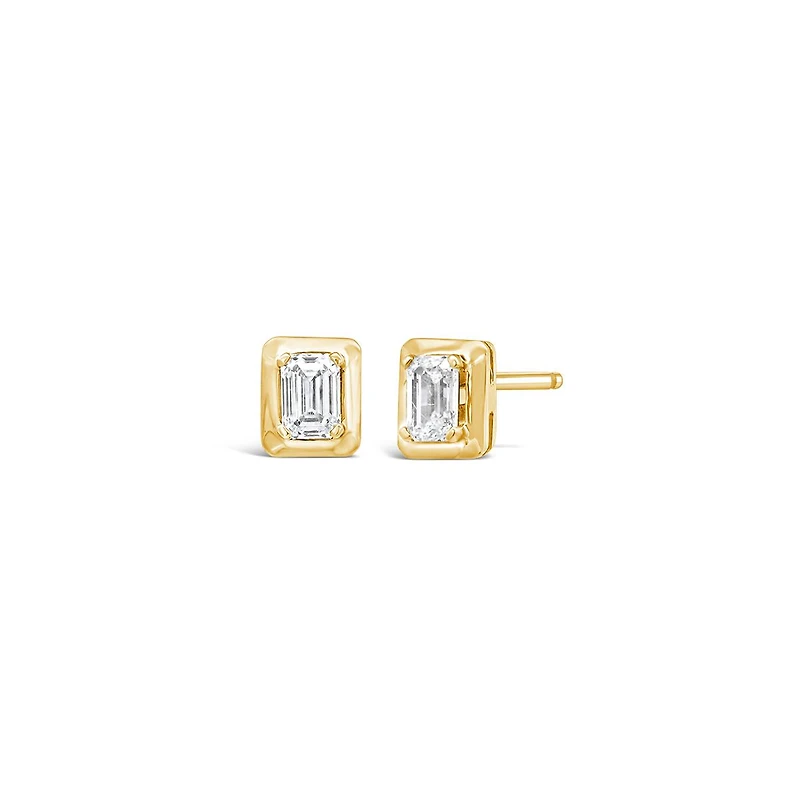 New Brilliance Lab Grown 0.46CTW Emerald Diamond Earrings in 10K Yellow Gold
