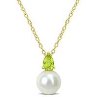Julianna B Yellow Plated Sterling Silver Peridot & 8.5-9MM Pearl Pendant