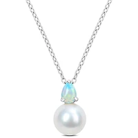 Julianna B Sterling Silver Opal & 8.5-9MM Pearl Pendant