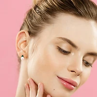 Julianna B 10K White Gold Created Emerald & 8-8.5MM Pearl Earrings