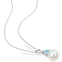 Julianna B 10K White Gold Opal & 8-8.5MM Pearl Pendant