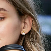 Julianna B 10K White Gold Citrine & 8-8.5MM Pearl Earrings