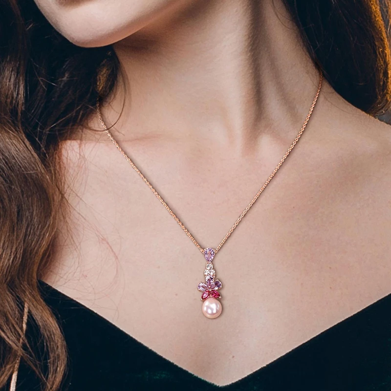 Julianna B 18K Rose Gold Plated Sterling Silver Pearl Amethyst Topaz Pendant