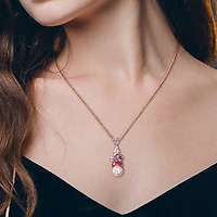 Julianna B 18K Rose Gold Plated Sterling Silver Pearl Amethyst Topaz Pendant