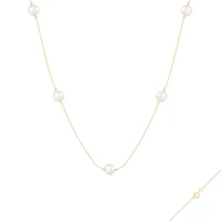 14K Yellow Gold Tin Cup 7mm Freshwater Pearl 18" Necklace