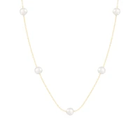 14K Yellow Gold Tin Cup 7mm Freshwater Pearl 18" Necklace