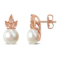 Julianna B 14K Rose Gold 9-9.5Mm Pearl & Morganite Earrings