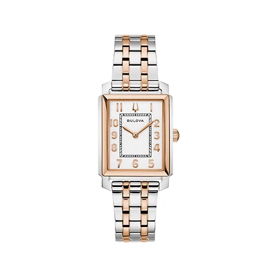 Bulova Women'S Sutton White Dial Two-Tone Watch