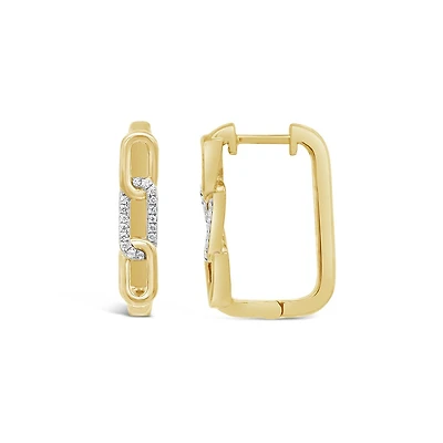 Lab Grown 0.18CTW Diamond Hoop Earrings in 18K Yellow Gold Vermeil