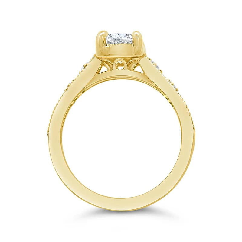 New Brilliance Lab Grown 1.62CTW Cushion Cut Diamond Ring in 14K Yellow Gold