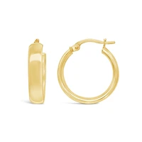 10K Yellow Gold 15MM Square Tube Hoop Earring
