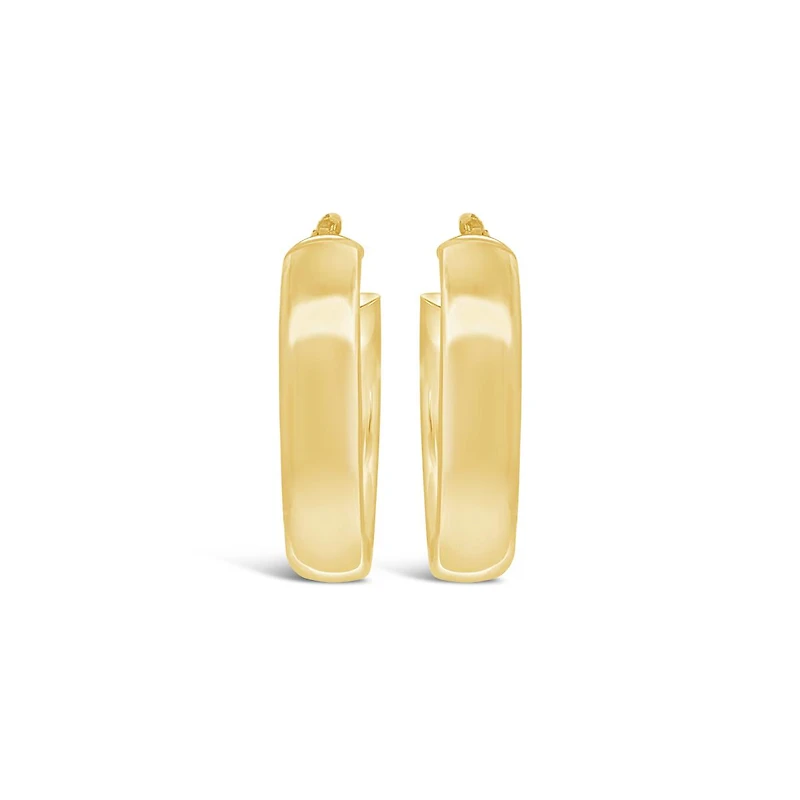 10K Yellow Gold 15MM Square Tube Hoop Earring