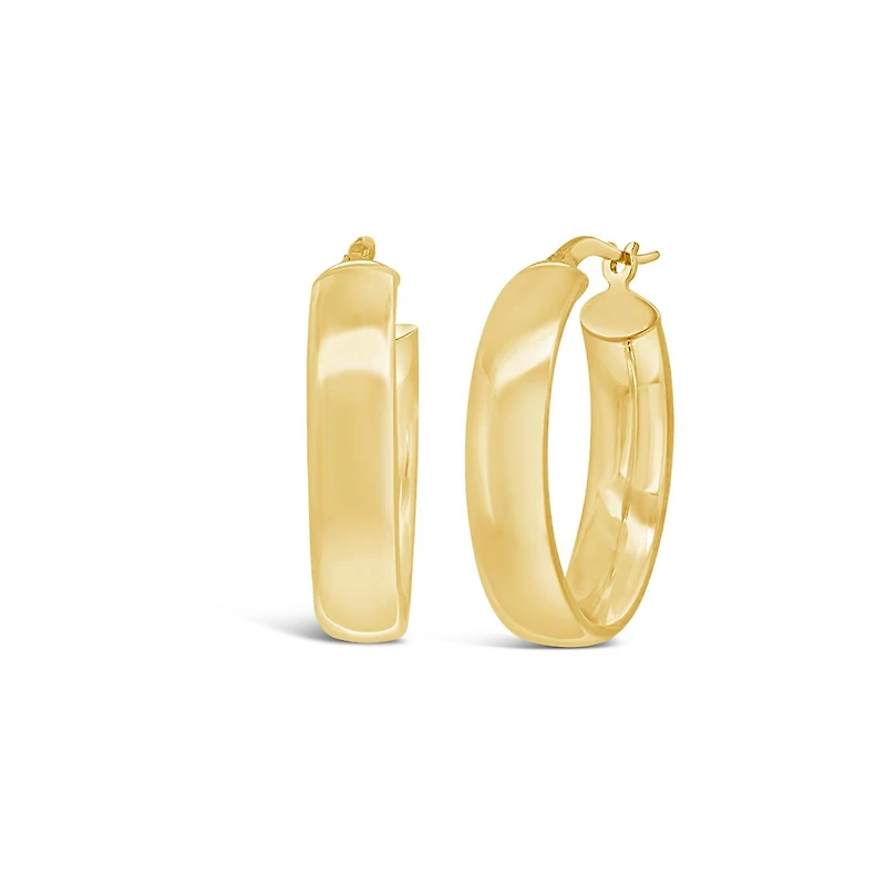 10K Yellow Gold 15MM Square Tube Hoop Earring