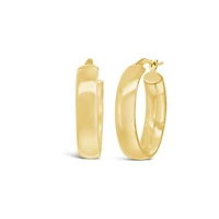 10K Yellow Gold 15MM Square Tube Hoop Earring