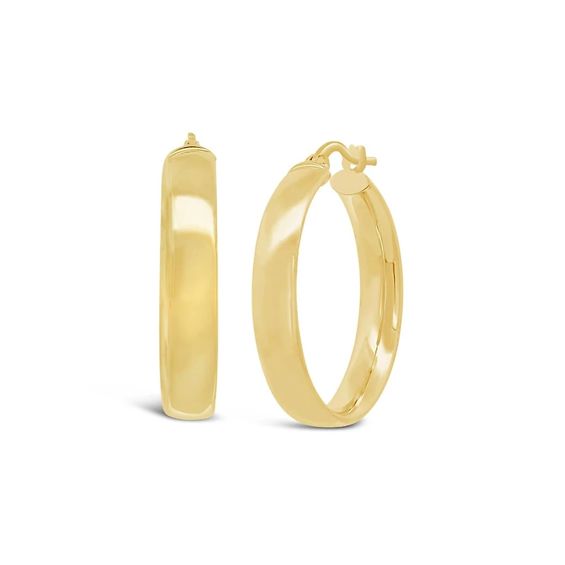 10K Yellow Gold 20MM Square Tube Hoop Earring