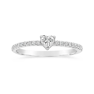 New Brilliance Lab Grown 0.40CTW Heart Diamond Ring in Sterling Silver