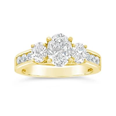 New Brilliance Lab Grown 2.00CTW Diamond Three-Stone Ring in 14K Yellow Gold