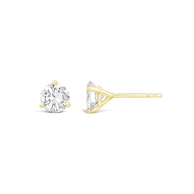 New Brilliance Lab Grown 2.00CTW Diamond Stud Earrings in 10K Yellow Gold