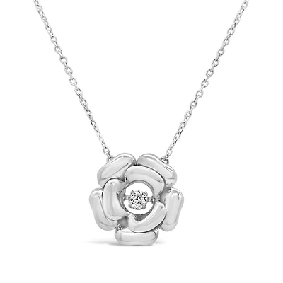New Brilliance Lab Grown Dancing Diamond Rose Pendant in Sterling Silver