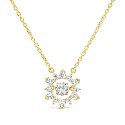 New Brilliance Lab Grown 0.37CTW Dancing Diamond Pendant in 10K Yellow Gold