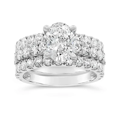 New Brilliance Lab Grown 5.00CTW Oval Diamond Bridal Set in 14K White Gold