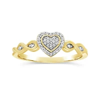 Diamond Heart Promise Ring in 10K Yellow Gold