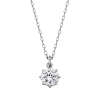 Sterling Silver 8MM Cubic Zirconia Solitaire Pendant