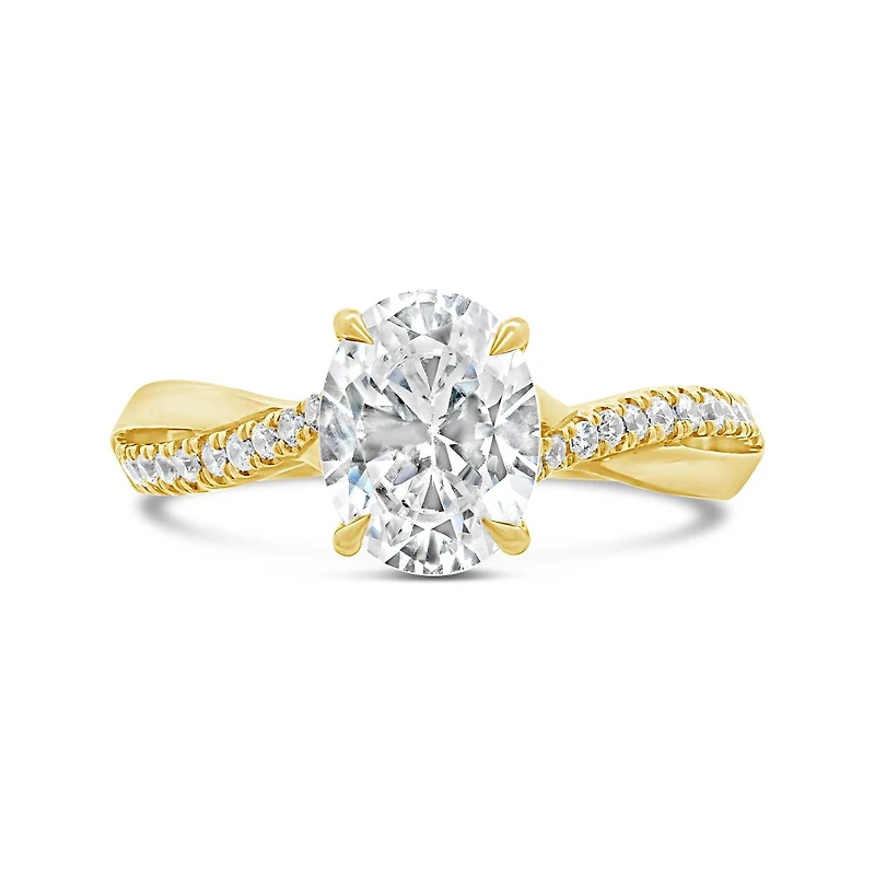 New Brilliance Lab Grown 2.20CTW Oval Diamond Ring in 14K Yellow and White Gold